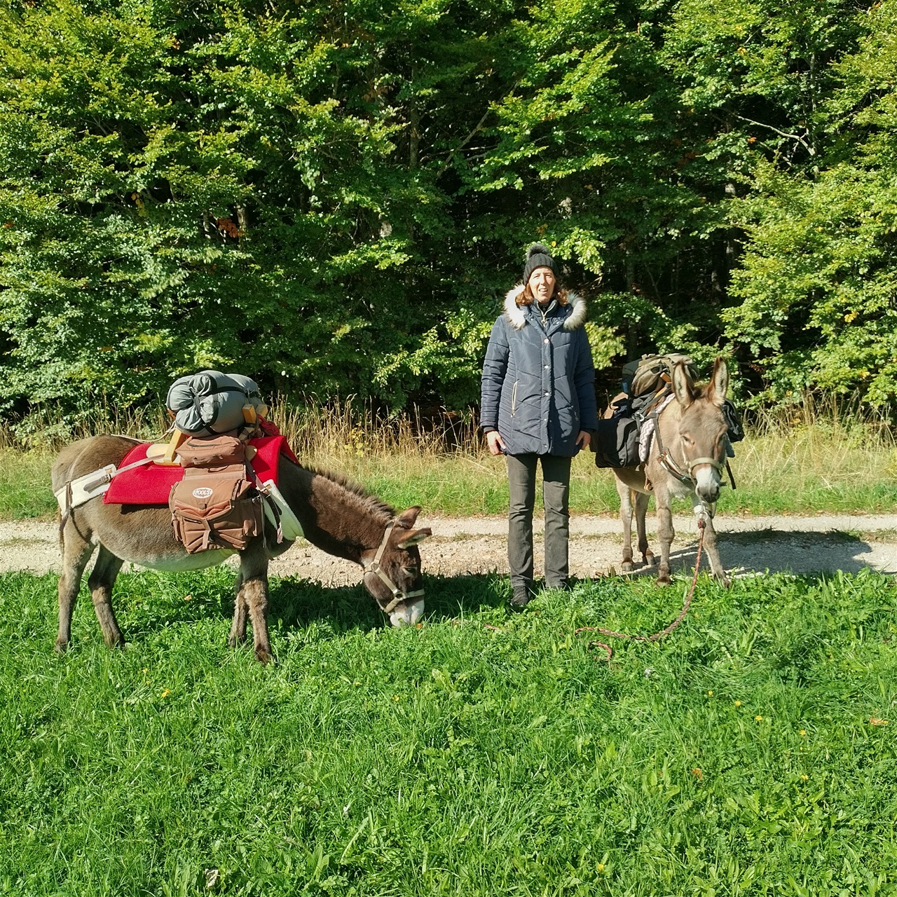 Florence et ses deux  compagnons de route.